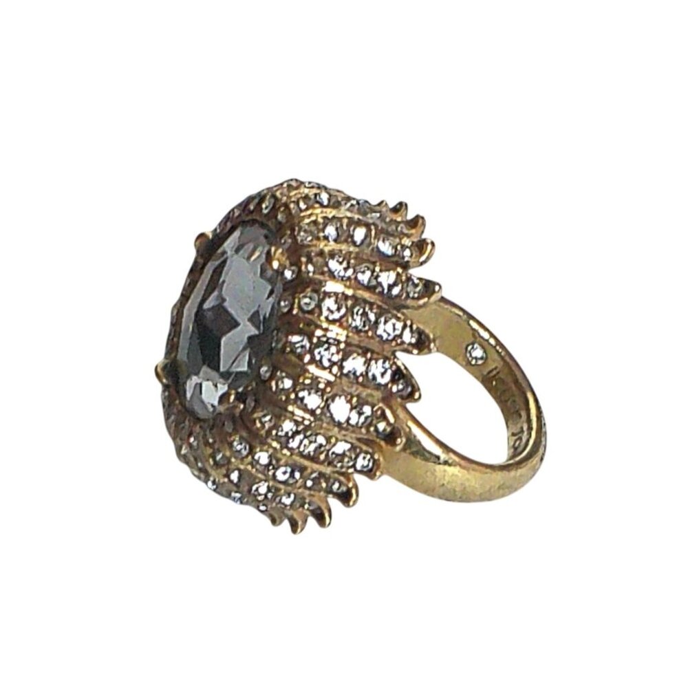 Betsey Johnson Amorita Gold-Tone Crystal Flower Mushroom Statement Ring - Picture 5 of 7
